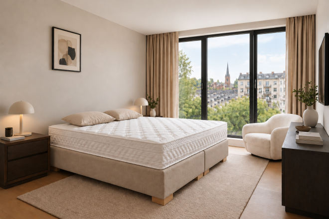 Boxspringbett ohne Kopfteil 180x200 beige- auf Lager Bremen