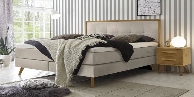 Boxspringbett 180x200 beige H3 Nordic