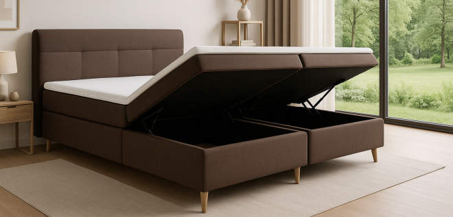 Boxspringbett 180x200 mit Bettkasten H4 Rovere
