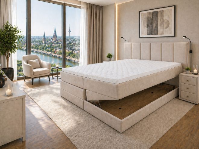 Boxspringbett 180x200 mit Bettkasten Fortuna Lagerware Fabrikverkauf Bremen